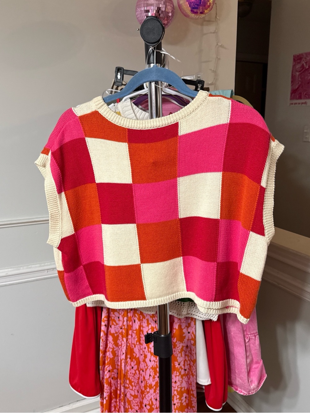 Olivaceous Striped Knit Top in Pink, Red, Orange & Cream - Picture 3 of 3